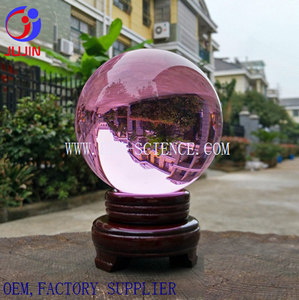 12 cm pink crystal ball glass sphere with wooden base26