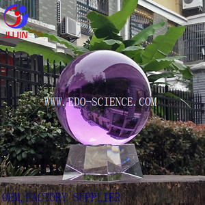 18 cm purple glass sphere with crystal base 