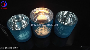 electroplated glass candle holder, blue076