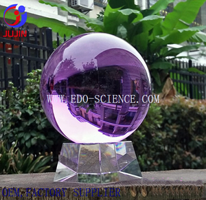 20cm purple glass sphere with crystal base 