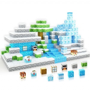100 piezas de bloques magnéticos de construcción Enlightenment Terry Sensory Toys, adecuados para niños. Regalo de cumpleaños Ice and Snow World.