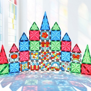 New Arrival Factory OEM ODM Custom DIY Colorful 3D Steam Magnetic Tile Educational Toys Rainbow Colors Toy